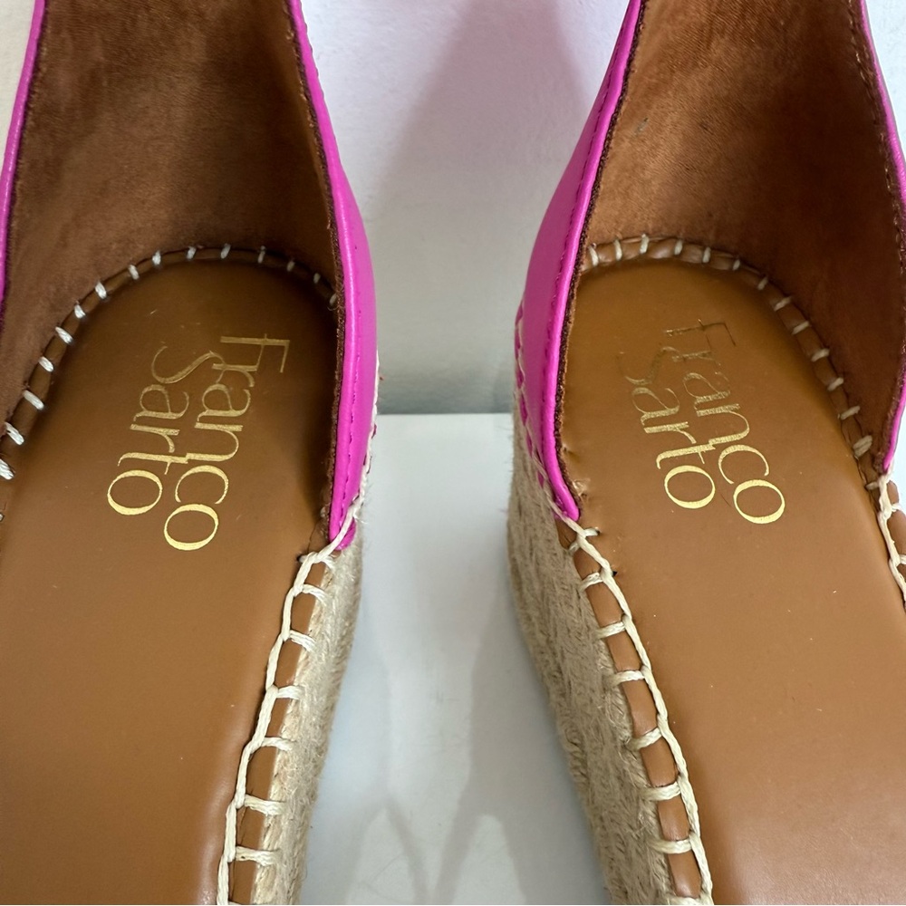 Franco Sarto Pink Leather Clemens Espadrille Wedge Sandal Women’s Size 9 - Picture 10 of 14